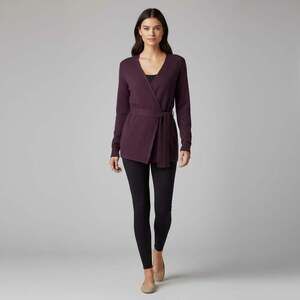 Athleta Alpine Wrap Sweater XS Petite Deep Plum Merino Wool Cashmere Side Tie